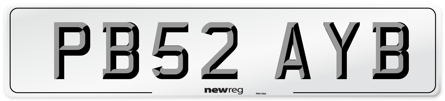 PB52 AYB Number Plate from New Reg